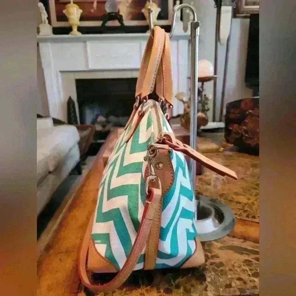 Dooney & Bourke Green Chevron pattern leather bag - Picture 4 of 12
